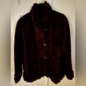 Burgundy faux Fur jacket